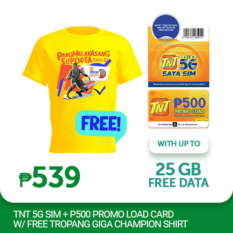 TNT 5G SIM Bundle (P500 Promo Load Card w/ FREE 55 Load) with Free Tropang Giga Shirt, , hi-res image number 0