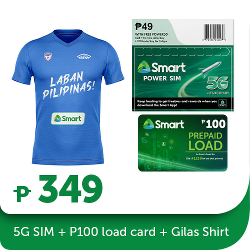 Smart Prepaid Power SIM with 100 Load Card and Gilas Shirt | Smart ...